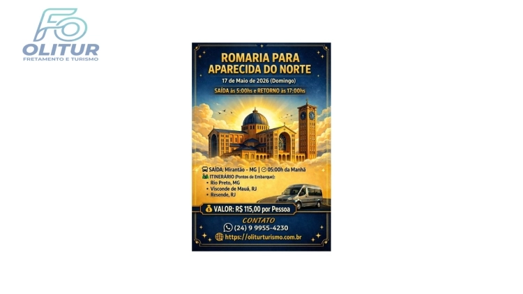 ROMARIA PARA APARECIDA DO NORTE